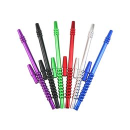 Colorful Aluminum Alloy Handle Holder Mouthpiece Tip Mouth Stem Portable Innovative Design For Hookah Shisha Smoking Pipe Silicone Hose DHL