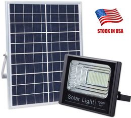 Solar LED Light Spotlight 20W / 40W / 60W / 100W / 120W / 200W Super Bright Solar Painel Projector IP67 Lâmpadas de rua com controle remoto