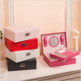 Stackable Velvet Jewelry Boxes Organizer European Style Necklace Bracelet Earring Box Storage Case Jewellery Displays with Lock