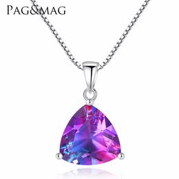 Místico Rainbow fire /& Blanco Topacio Colgante Collar Cadena De Plata Esterlina 925