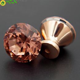 2Pcs Unique Swiss Red Color Diamond Pull Handle Rose Gold Base K9 Crystal Cabinet Drawer Door Knob