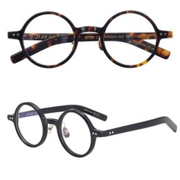 Men Optical Glasses Frames Brand Vintage Round Myopia Glasses for Women Robert Handmade Black Tortoise Eyeglasses with Box