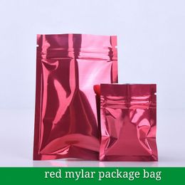 100pcs Red 9*13cm Aluminium Foil Zip Lock Packaging Bags Mylar Moisture Proof Candy Packing Bag Reusable Coffee Pouches