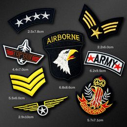 80pcs/lot AIRBORNE ARMY DIY Cloth Patch Badge Embroidered Cute Badges Hippie Iron On Kids Cartoon For Clothes Stickers