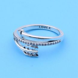 Wholesale-personality joint ring for Pandora Jewellery 925 sterling silver CZ diamond shining arrow ladies ring with box birthday gift