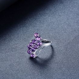 Wholesale- Amethyst Wedding Rings Natural Gemstone 925 Sterling Silver Ring Fine Fashion Stone Jewelry for Women's Girls' Gift New