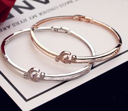 super glittering ! New fashion ins luxury designer diamond very cute star moon bangle bracelet for woman yong girls 18cm rose gold silver