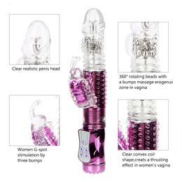 OLO Dildo Vibrators Dual Vibration Wand Butterfly Vibrator Telescopic Rotating Bead AV Rods G Spot Massager Sex Toys for Women Y Best quality