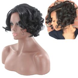 Short Curly Black Fashion Wig Synthetic Hair