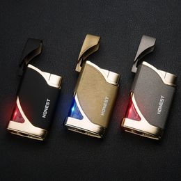 Creative Personality Mini ultra-thin Metal Lighters Windproof Gas Lighter Jet Torch Lighter with Gift Box