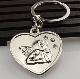 Heart Shaped Keychains Key Chain Metal Angel Keyrings for Gifts Zinc Alloy Wedding Shower Gift Favours