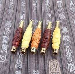 New type of wood carved cigarette holder removable cleaning rod double filter solid wood cigarette holder