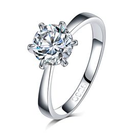 Top-Qualität klassische Art Verlobungsringe für Frauen silberne Farbe White Crystal Zirkonia CZ Stein ewige Hochzeit Ringe Großhandel