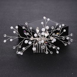 Trendy Rhinestone Crystal Hair Combs Wedding Hair Accessories Handmade Bridal Headpiece tiara Women Jewellery Hair ornaments