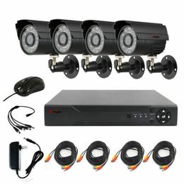 4CH AHD Home Security Camera System Kit Waterproof Outdoor Night Vision IR-Cut DVR CCTV Home Surveillance 720P Black Camera System With HDD