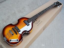 Tobacco Sunburst 20 Frets 4-String Electric Bass with White Hardwares,White Pearl Pickguard,can be changed
