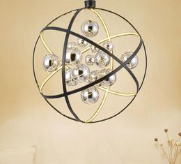 Modern Black Metal Pendant Lamps Chrome Glass Ball Living Room Pendant Light Hanging LED MYY