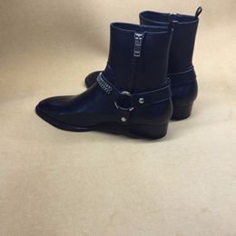 Горячие продажи осень зима Wyatt Boots Stacked каблука западных мужских ботинок Полное зерно кожаное высокое качество T Show Classic SLP Chelse Martin