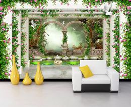 wall papers home decor designers Fantasy flower vine idyllic Roman column TV sofa background wall painting