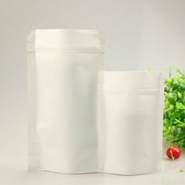 100pcs Matte white kraft paper self supporting ziplock bag food tea plastic packaging bags dried fruit melon seed sealing pocket