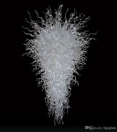 100% Hand Blown Murano Art Glass Chandeliers Modern Artist Designed White Clear Glass Hanging LED Chandelier Light for Hotel Decor