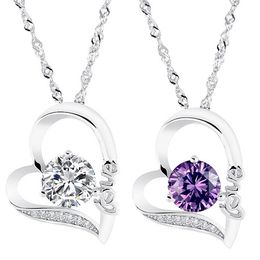-Cristal d'argent lettre d'amour en forme de coeur pendentif diamant déclaration déclaration colliers cadeau de mariage vintage femme bijoux mode