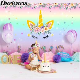 -Ourarm caliente fiesta unicornio telón de fondo foto unicornio baby shower arco iris cumpleaños fiesta temática decoraciones de bricolaje 210 * 150 cm