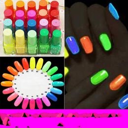 Vender 20 Candy Color Fluorescente Neon Luminous Gel Nail Polonês para Fulgor em Verniz de Prego Escuro Manicure Esmalte para Festa de Bar