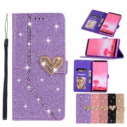 Glitter Folio Flip Love Heart Bling Leather Wallet Case for Samsung A10 A20 A30 A40 A50 A70 A20E S7 S8 S9 PLUS NOTE8 NOTE9 J330 J530