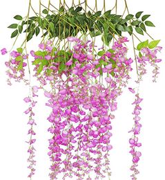 Artificial Wisteria Vine Flower 75CM 110CM 12Pcs Set Fake Wisteria Hanging Flowers for Wedding Christmas Home Garden Decor