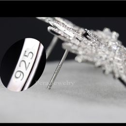 Fashion-Drop Style Cubic Zirconia Stones Women Long Evening Party Earrings With 925 Sterling Silver Pin E003