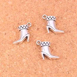 87pcs Charms high heeled shoes boots Antique Silver Plated Pendants Making DIY Handmade Tibetan Silver Jewellery 13*13*5mm