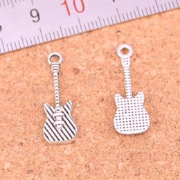 140pcs Charms electric guitar Antique Silver Plated Pendants Making DIY Handmade Tibetan Silver Jewelry 25*9mm