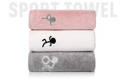 New sports fitness towel portable towel sport towel spot embroidered gauze towels wholesale large thickened cotton yoga absorbent and breat