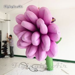 Huge Lighting Inflatable blooming flower Plant 3m Height Simulation Flower Pillar With Led Lights For Concert Party Decoration