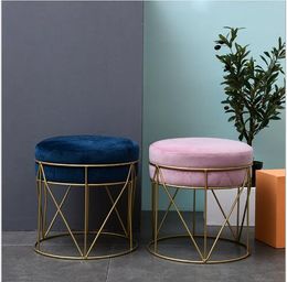 Nordic Simple Household Leisure Chair Bedroom Furniture Fashionable Nail Makeup Stand INS Iron Art Living Room Creative Small Round stool