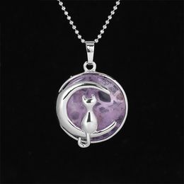 qimoshi Simple temperament cute moon cat pendant necklace women girl birthday gift Jewellery men