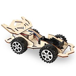 Creative electric wooden racing car pupils science and technology small production invention assembly Science Experiment Toy DIY