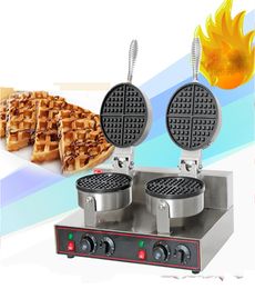 Commercial Stainless Steel Waffle Machine Double Heads Nonstick Waffle Maker 220V/110V for Fast Food Chain Restaurants