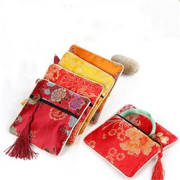 Silk Brocade Tasselled Bags Coin Purse Zipper Jewellery Pouches Party Favours Sack Gifts Bags