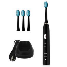 Automatic Sonic Electric Toothbrush Tooth Brush Wave Waterproof Portable Usb Charging 3 Pack Head Whitening Ultrasound Family J190628