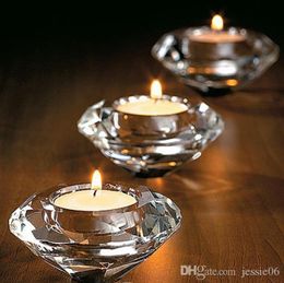 Wedding Candle Favors Crystal Glass Diamond Shape Heart shape Tealight Candle Holder Bridal Shower Party Favors gift banquet table decor new