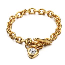 New Elegant crystal heart love charms bracelet gold silver Colour TO bolt buckle bracelets new listings fashion Jewellery Christmas gifts