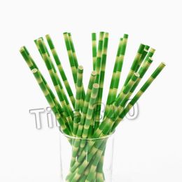 hot 25pcs/lot Paper Straws Disposable Bubble Tea Thick Bamboo Juice Drinking Straws Eco-Friendly Milk Straw Birthday barwareT2I5319