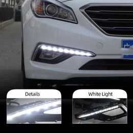 2PCS DRL For Hyundai Sonata 9 2014 2015 2016 fog lamp cover Daytime Running Lights headlight 12V Daylight car-styling