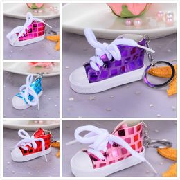 new Funny Glitter Sequins Doll Shoes Keychains For Purse Simulation Canvas Shoes Cute Key Chains Gift