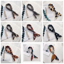 Scarves Small Square Scarf Lattice Chiffon Handkerchief Stripe Literary Silk Scarves Fashion Wave Polka Dot Leather Buckle 50CM TLZYQ727