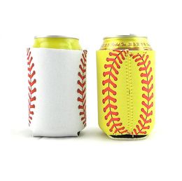 Neoprene Baseball Can Cooler Holder Case Softball Strings Can Insulator Cola Bottle Cover Drinkware Handle SN2566