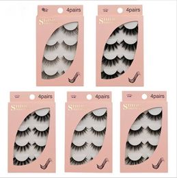 3D Mink False Eyelashes faux cils 4 Pairs Bushy Eyelash Natural Sof Handmade Crisscross Eye Lash Extensions Makeup