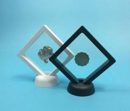 400PCS Black white Suspended Floating Display Case Jewellery Coins Gems Artefacts Stand Holder Box